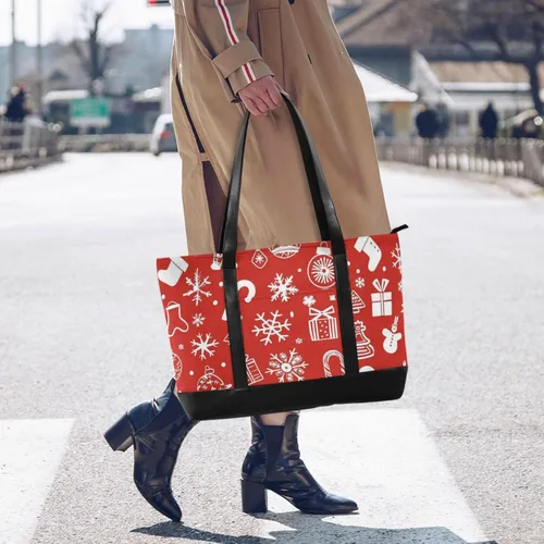Miniatura 6 de Merry Christmas Icon Red Large Capacity laptop purse for women 14 with zipper large work bags for women for mom with diaper estuche para laptop 14
