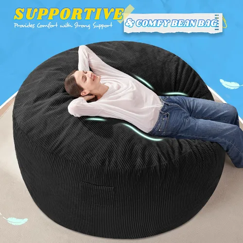 Miniatura 5 de HABUTWAY 2 puf de 2 pies, puf gigante para adolescentes y adultos, puf grandes con relleno de espuma viscoelástica, puf grandes con funda de pana