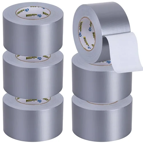 Oleitodh Paquete de 6 cintas adhesivas de color gris plateado resistente de 330 yardas x 3 pulgadas, fuerte, flexible, sin residuos, para todo tipo