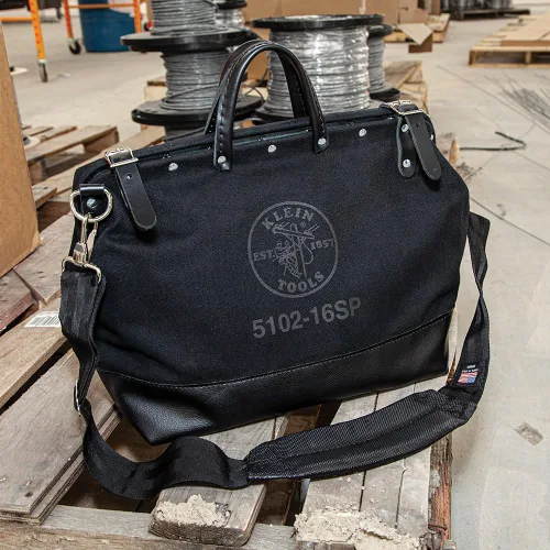 Miniatura 4 de Bolsa de herramientas Klein Tools 510216SPBLK, bolsa de tela deluxe de 16 pulgadas y organizador grande con 13 bolsillos y correa para el hombro