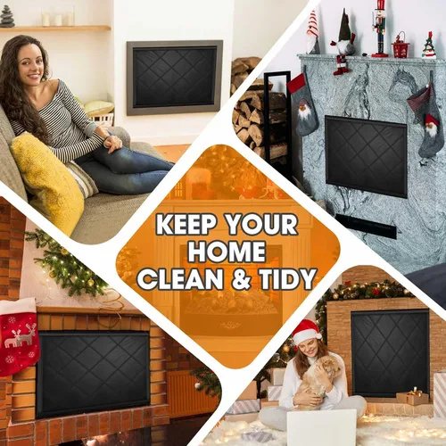 Miniatura 7 de Funda para chimenea, manta bloqueadora de chimenea con cintas de gancho y bucle, tapón de fuego para interiores para aislamiento de pérdida