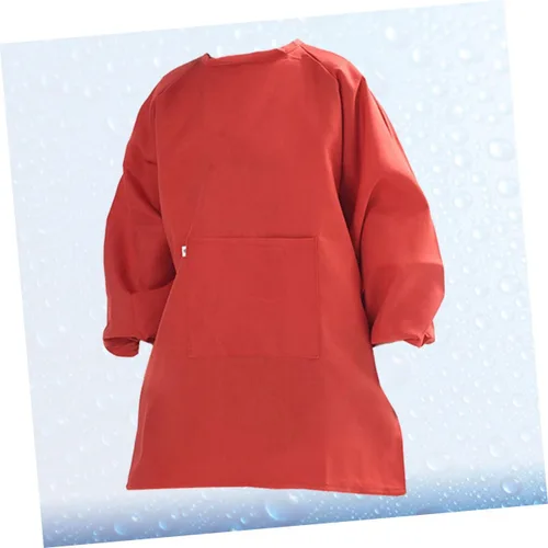 Miniatura 7 de Long Sleeve Art Smock Apron Red Painting Smock with Adjustable Closure Protective Drawing Coat for Preventing Stains and Watercolor