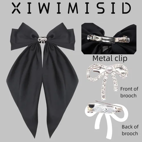 Miniatura 3 de Pinzas para el cabello con lazo grande para mujeres y niñas, bonitos lazos de satén sedoso, pasadores, accesorios para el cabello, cintas de cola