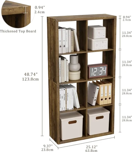 Miniatura 2 de VDNEND Organizador de Almacenamiento en Cubos Estantería, Estante Cúbico Decorativo de 11 pulgadas con Respaldo Abierto y Borde Engrosado, Marrón