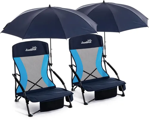 Miniatura 15 de Lamberia Silla de playa plegable para adultos, paquete de 2, sillas de playa bajas portátiles con capacidad de 300 libras, silla de camping ligera