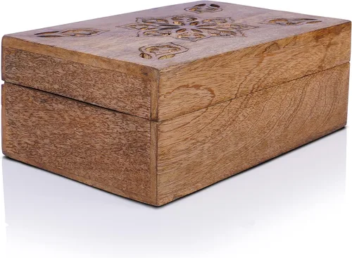 Miniatura 3 de Mela Artisans Serena Caja de madera de mango – Caja de almacenamiento de madera hecha a mano para joyas, accesorios y decoración del hogar – Mango