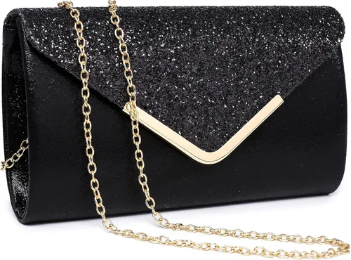 Dasein Bolsos de noche para mujer, monederos formales para boda, fiesta, graduación, con correa para el hombro y solapa con purpurina