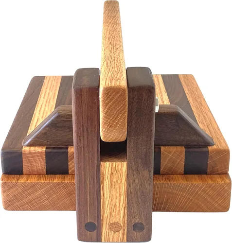 Miniatura 4 de Prensa de tortilla de 8 pulgadas de roble y nogal – Elaborada a mano en madera dura por Central Coast Woodworks Roble rojo y nogal