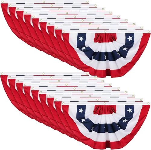 Miniatura 12 de Tatuo 9 banderas plisadas de abanico de 2 x 4 pies para el aniversario del 250 aniversario, decoraciones patrióticas del 4 de julio, bandera