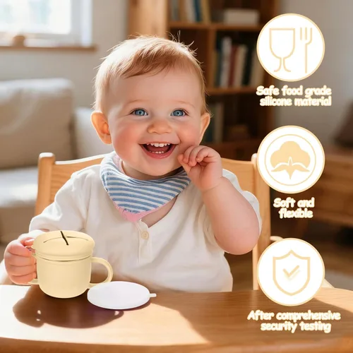 Miniatura 7 de Contenedor de merienda para niños pequeños, contenedores de merienda de acero inoxidable a prueba de derrames para niños pequeños con tapas y asas