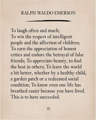 AMERICAN LUXURY GIFTS Cita de Ralph Waldo Emerson con texto en inglés «To Laugh Often and Much Ralph Waldo Emerson», arte de pared poético