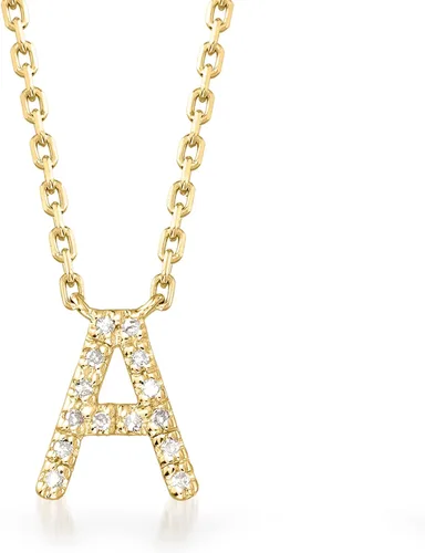 Miniatura 7 de Ross-Simons Collar con inicial acentuada de diamante en oro de 18 quilates sobre plata de ley
