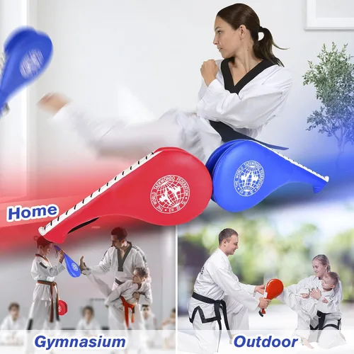Miniatura 5 de Taekwondo, 2 unidades, equipo de entrenamiento de artes marciales de karate, almohadillas de boxeo de doble golpe para niños, jóvenes y adultos