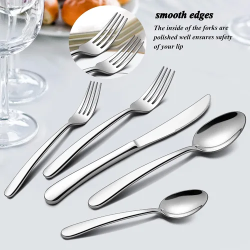 Miniatura 5 de LIANYU Juego de cubiertos resistentes de 53 piezas para 8, además de utensilios de servir y cuchillos para carne, juego de cubiertos de acero