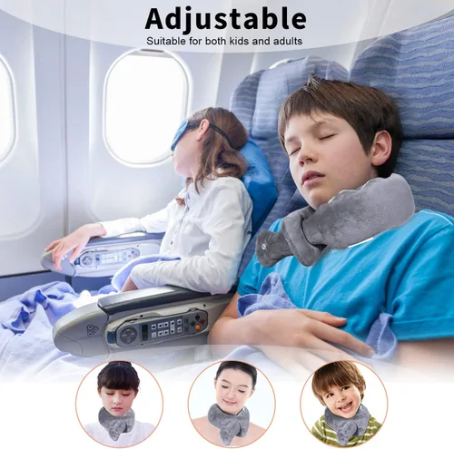 Miniatura 4 de Almohada de viaje/masaje de cuello con vibración, almohada de avión, portátil, funciona con pilas, almohada vibratoria ajustable para aliviar