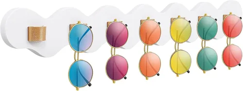 Miniatura 9 de Paquete de 2 organizadores de lentes de sol, soporte para lentes de sol, montaje en pared, soporte para lentes colgantes con 7 ranuras, soporte