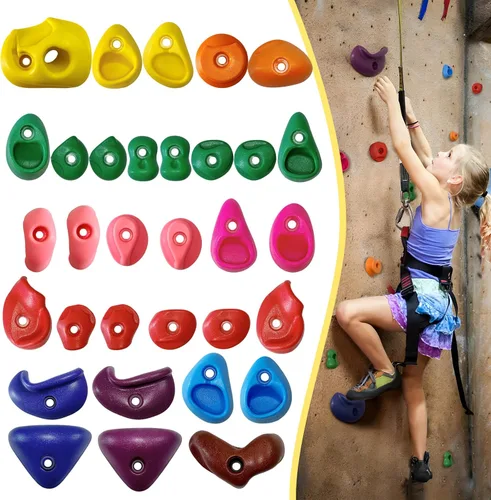 32 piezas de pared de escalada en roca para niños, soportes de escalada de pared de roca, kits de agarre de pared para escalada de adultos con 32