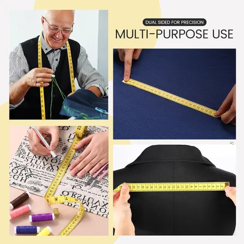 Miniatura 6 de 20 Pcs 120 Inch/300cm Soft Tape Measure Bulk Dual Scale Body Measuring Tape Sewing Fabric Tailor Ruler Easy to Read Craft Vinyl Ruler for Body Yellow