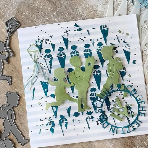 Miniatura 3 de Briartw Juego de 6 troqueles de corte de metal para niños y niñas, para manualidades, álbumes de recortes, plantillas en relieve, álbum, tarjetas