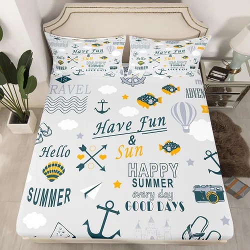 Miniatura 11 de Lake House - Sábana bajera ajustable tamaño individual, sábanas de anclaje náutico para niños, adolescentes, adultos, dormitorio, juego de ropa