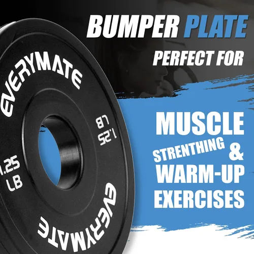 Miniatura 2 de EVERYMATE Juego de placas de peso de cambio negro, 1.25 libras, 2.5 libras, 5 libras, juego de placas olímpicas fraccionarias para entrenamiento