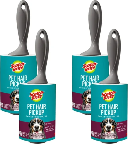 Scotch-Brite - Rodillo antipelusa extra pegajoso para pelo de mascotas, diseñado para quitar el pelo y la pelusa de sofás, ropa, camas de perros y