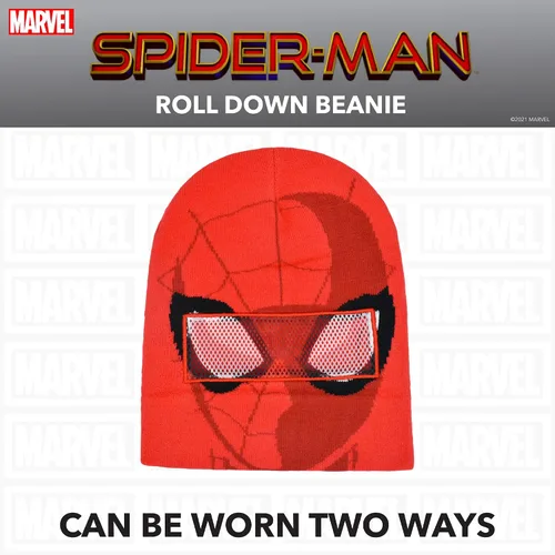Miniatura 3 de Concept One Marvel Spider-Man Miles Morales Roll Down Cuff Beanie Hat, Knitted Winter Skull Cap
