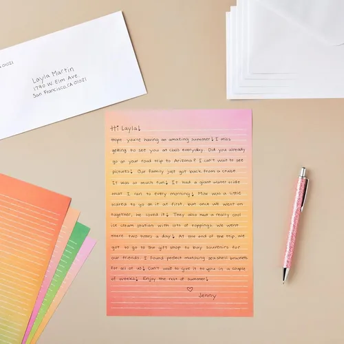 Miniatura 2 de Paper Junkie Juego de papel de papelería y sobres de escritura de cartas, 6 diseños de degradado de acuarela, 60 hojas forradas y 30 sobres
