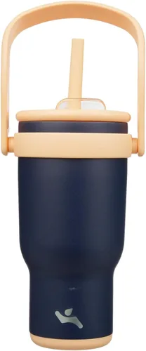 Miniatura 31 de Konokyo Vaso de 14 onzas con asa lateral, botella de agua aislada con popote y tapa 2 en 1, taza de acero inoxidable, taza de café de viaje