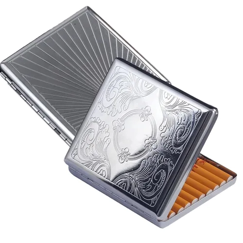 Miniatura 12 de 2 fundas de cigarrillos estilo victoriano de metal para tarjetas de crédito regular, retro, bolsillo de seguridad, capacidad para 20 palitos