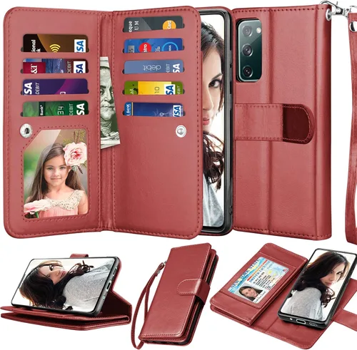 Miniatura 8 de Njjex Funda para Galaxy S20 FE 5G, para Samsung S20 Fan Edition/S20 FE 5G, [9 ranuras para tarjetas] Funda de piel sintética para crédito