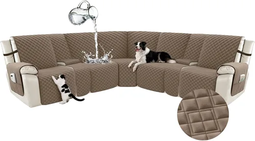 Miniatura 61 de Arfntevss Fundas para sofá seccional reclinable para sofá seccional en forma de L, funda antideslizante lavable para sofá reclinable con forma de L