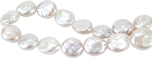 Miniatura 2 de LiQunSweet 15 piezas de cuentas barrocas de agua dulce cultivadas naturales sueltas perlas redondas planas hebras para mujer, aretes, collares