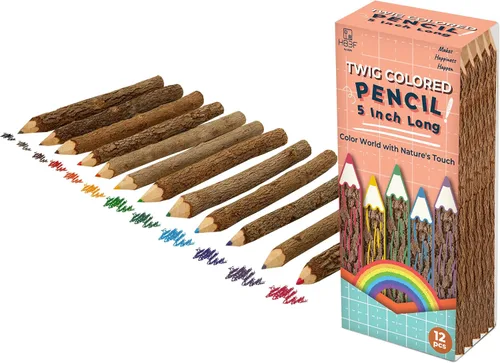 Lápices de madera de colores surtidos, forma de rama, exterior, para decoraciones de campamento infantil, color árbol
