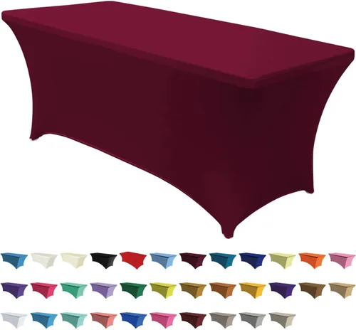 Miniatura 14 de ABCCANOPY - Funda de mesa de elastano elástica de 8 pies, mantel ajustado y resistente a las arrugas, reutilizable para mesas plegables Negro