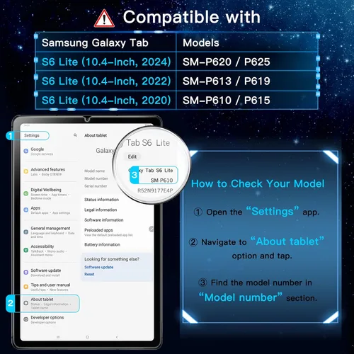 Miniatura 3 de JETech Protector de pantalla para Samsung Galaxy Tab S6 Lite (10.4 pulgadas, modelo 2024/2022/2020) con marco de fácil instalación, película
