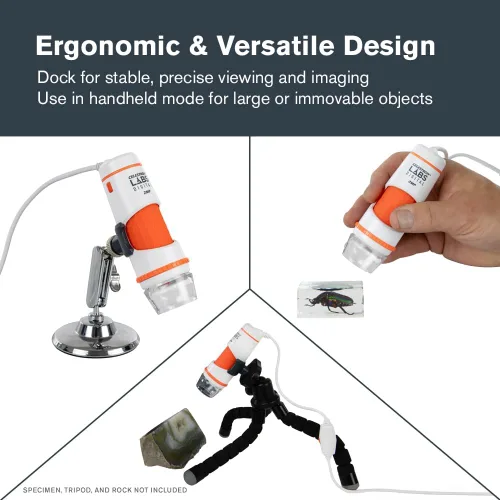 Miniatura 4 de Celestron Labs - Microscopio digital de mano de 2 MP – 20 aumentos – 200x – Software captura fotos, vídeos – Iluminación LED y filtro polarizador