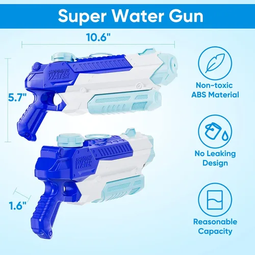 Miniatura 3 de WOLKEK Pistolas de agua para niños y adultos, paquete de 4 pistolas de chorro de alta capacidad de 400 CC de largo alcance, juguetes de piscina