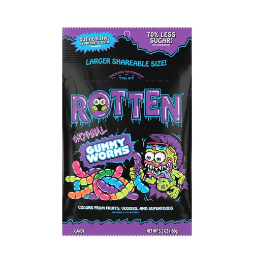 Miniatura 8 de Rotten Original Gummy Cruncheez - Bajo en azúcar, bajas calorías, 5g de fibra prebiótica amigable para el intestino, dulce sin gluten, sin