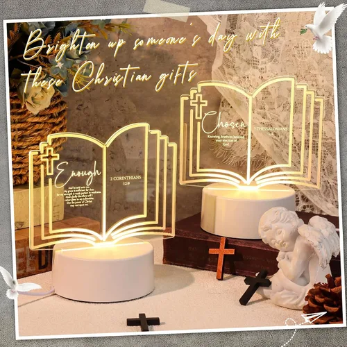 Miniatura 4 de VIHOSE 10 juegos de regalo cristiano a granel para mujeres, luz nocturna de acrílico inspiradora religiosa con versículos bíblicos grabados