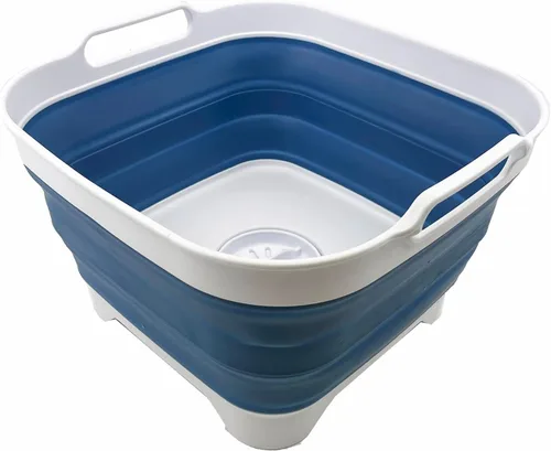 Miniatura 11 de SAMMART Sartén plegable de 10 L (2.64 galones) con tapón de drenaje, lavabo plegable, tina portátil para lavar platos, bandeja de almacenamiento