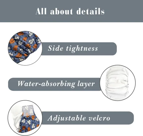 Miniatura 2 de Pañal reutilizable para perro macho, lavable, tela duradera y absorbente, envoltura para vientre (paquete de 3), color soñar, XL