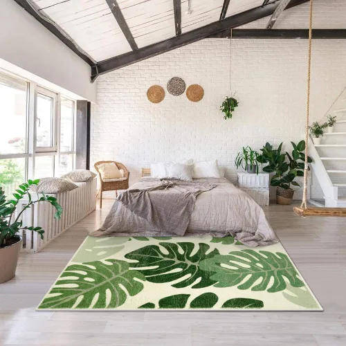 Miniatura 6 de Lukinbox Leaf - Alfombras de área para interiores y exteriores, para patio, 5 x 7 pies, lavable, color verde, alfombra antideslizante para sala