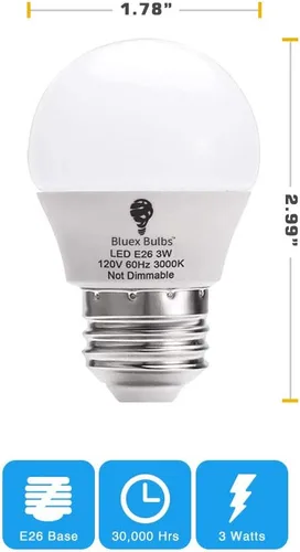 Miniatura 2 de BlueX - Paquete de 8 bombillas LED G14 de 3 W 3000 K, color blanco cálido, equivalente a 25 W, base E26 de 120 V, bombillas pequeñas de noche
