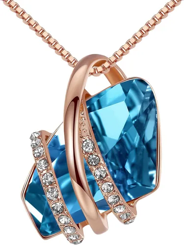 Miniatura 21 de Leafael Wish Stone - Collar con dije chapado en oro rosa de 18 quilates, con cristales de Swarovski, joyería de piedra natal, 18 pulgadas + 2