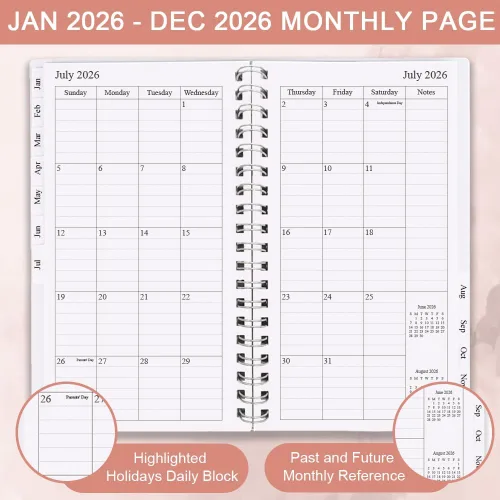 Miniatura 2 de Planificador de bolsillo/Calendario 2026 - enero de 2026 a diciembre de 2026, A6 Organizador semanal y mensual, cuaderno y diario para rastrear