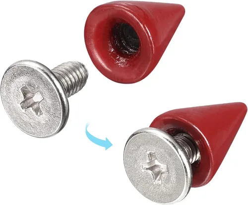 Miniatura 4 de uxcell 100 juegos de tachuelas de cono de 0.39 x 0.394 pulgadas y remaches de metal para ropa, cinturones, bolsas, zapatos, manualidades, cuero, Rojo