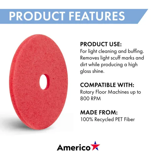 Miniatura 4 de Americo Almohadillas para pulir, 13" de diámetro, rojo, 5/cartón