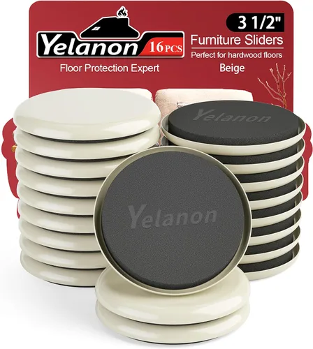 Miniatura 10 de Yelanon Deslizadores de muebles para alfombra, 20 almohadillas móviles resistentes de 3 1/2 pulgadas, deslizadores para muebles en alfombra