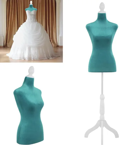 Miniatura 9 de BLKMTY Maniquí femenino con forma de torso, maniquí de costura, altura del cuerpo, ajustable, modelo de vestido con base de trípode, para costura
